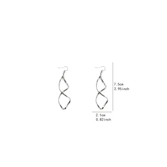 Twisted Spiral Drop Dangle Earrings For Women Silver-Tone Lightweight Design Ele - Picture 3 of 3